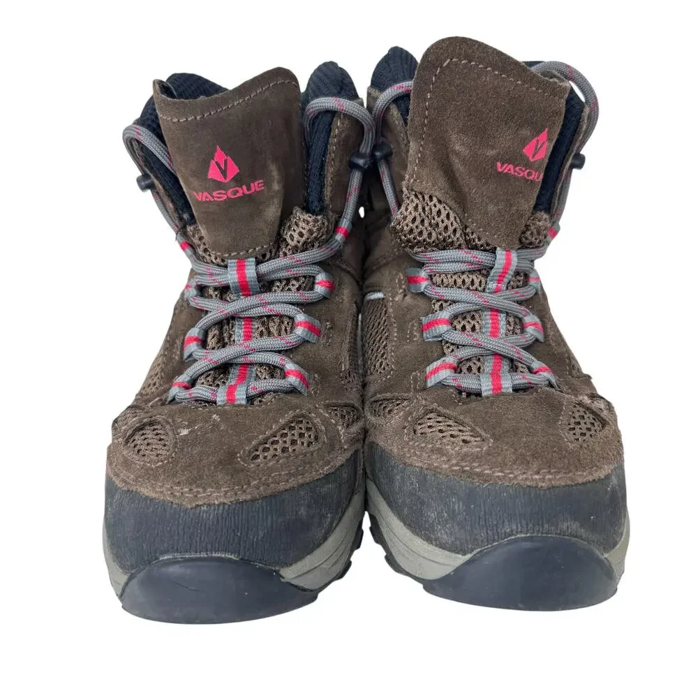 Vasque Breeze Hiking Boots Youth 4 Brown Suede UltraDry Waterproof Elastic Laces
